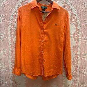 Ralph Lauren Linen Button-Up Shirt – Orange Sz Lg
